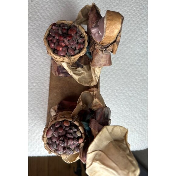 Village Workers Mexican Folk Art Figurines Baskets Of Harvest Beans Paper Mache - Picture 3 of 16